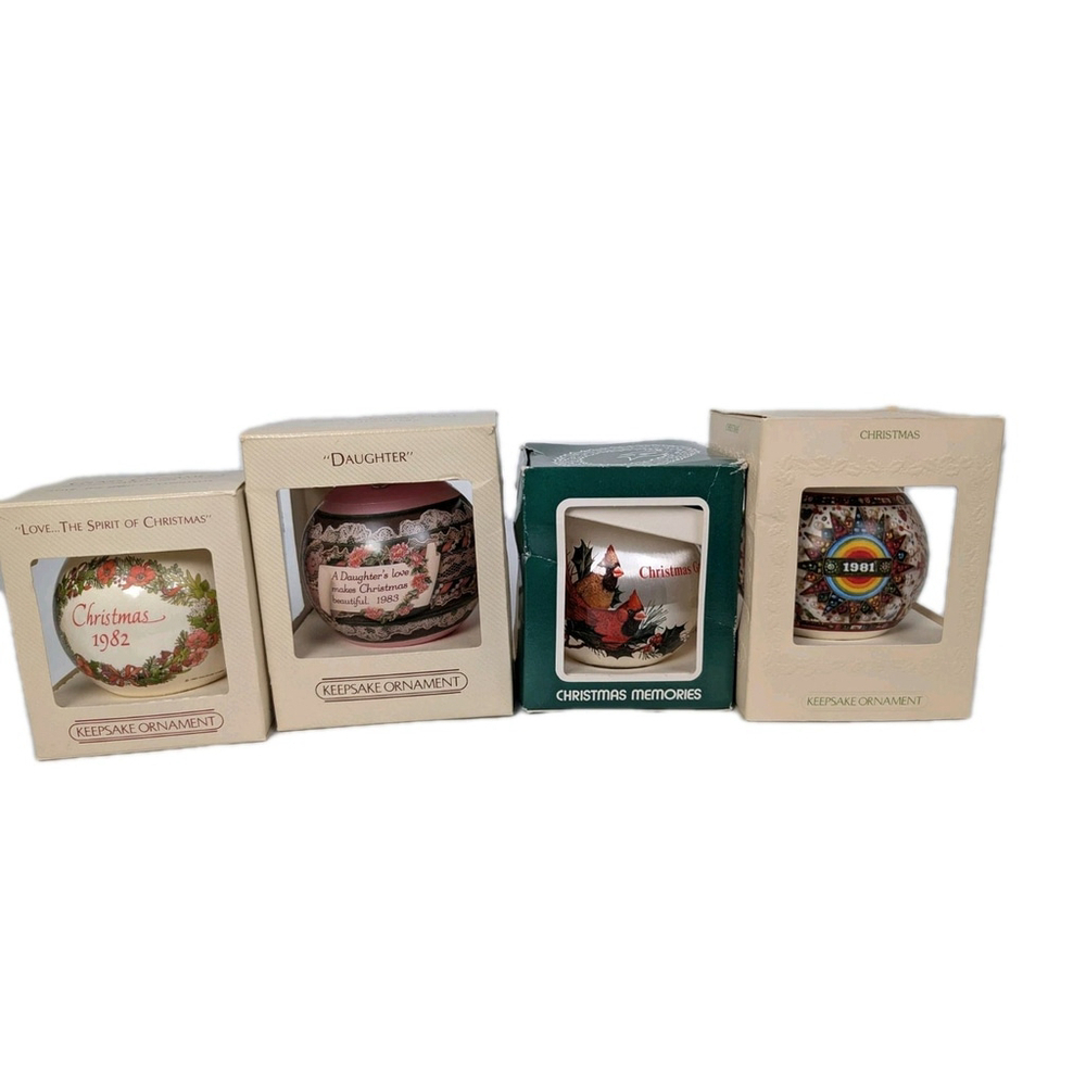 Vintage 1980's Hallmark Keepsake Christmas Ornament Lot of 4 Rainbow Cardinal